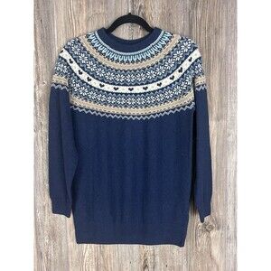 Fat Face Women 6 Sweater Jumper Fair Isle Nordic Cotton/Wool Cabincore Warm Cozy